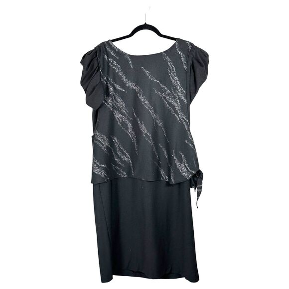 Glamax Vintage Black Sparkle Glitter Midi Dress Size 17-18 - Picture 1 of 6